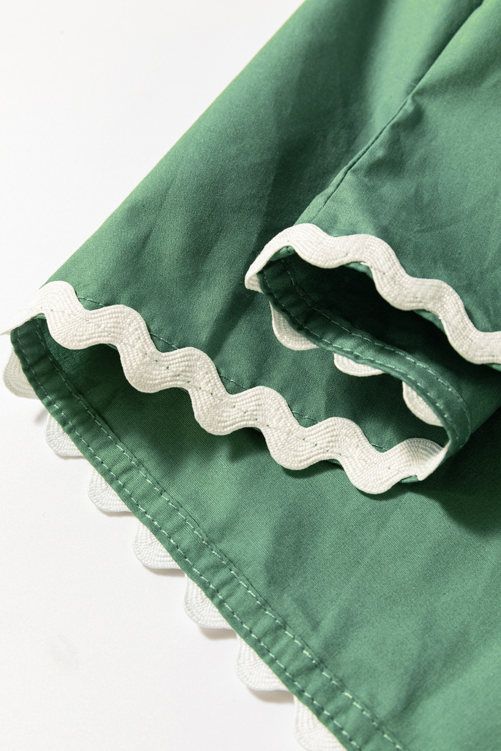 $ 19.38 - Mist Green Ric Rac Trim Tie Split Neck Short Sleeve Blouse ...