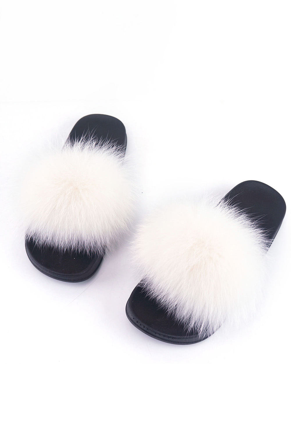 white feather slippers