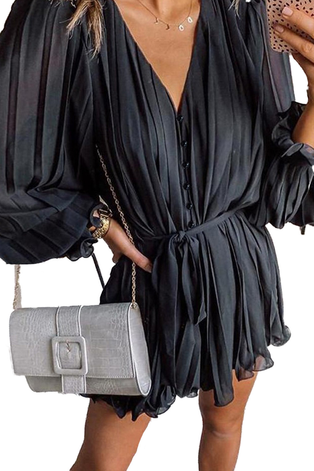 long sleeve black mini