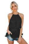 Black Polka Dot Pleated Tie Top