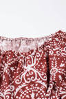 Red Bohemian Floral Print Off The Shoulder Blouse