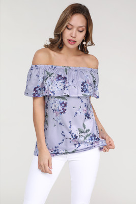 Purple Grow with Me Off The Shoulder Floral Top