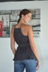 Black Polka Dot Pleated Tie Top