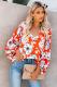 Orange Boho Print Balloon Sleeve Blouse