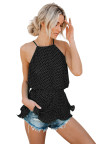 Black Polka Dot Pleated Tie Top