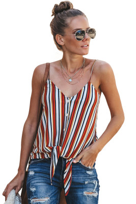 Multicolor Summer Sleeveless V Neck Spaghetti Straps Vest