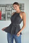 Black Polka Dot Pleated Tie Top