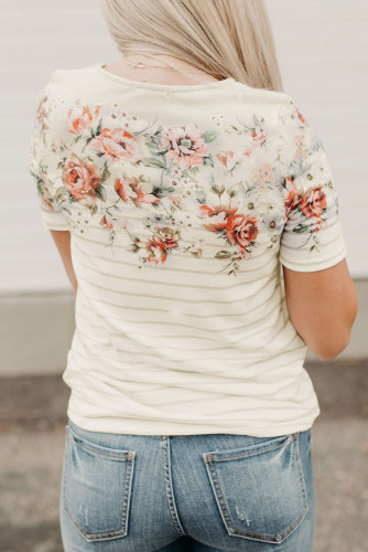 Spring Vibe Floral & Stripe Tee