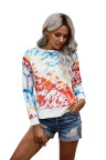 High Low Hem Tie-dye Print Top with Slits