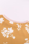 Yellow Striped Floral Splicing Lantern Sleeve Top