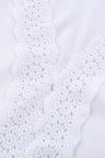 White V Neck Lace Patchwork Tee with Knot