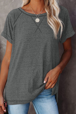 Gray Heathered Round Neck T-shirt