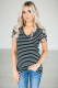 Floral Sleeves Striped T-shirt
