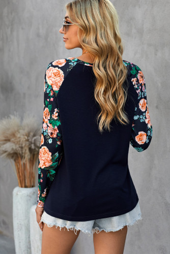Floral Splicing Long Sleeve T-Shirt