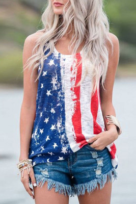 Stripes Star American Flag Print Tank Top