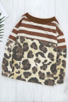 Brown Striped Leopard Long Sleeves Blouse