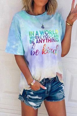 Letters Slogan Graphic Tie-dye T-shirt