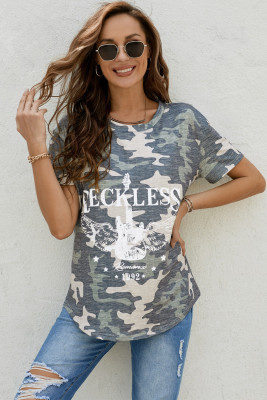 RECKLESS Guitar Romance 1992 Graphic Camo T-shirt