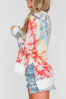 High Low Hem Tie-dye Print Top with Slits