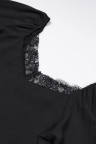 Black Satin Lace Blouse