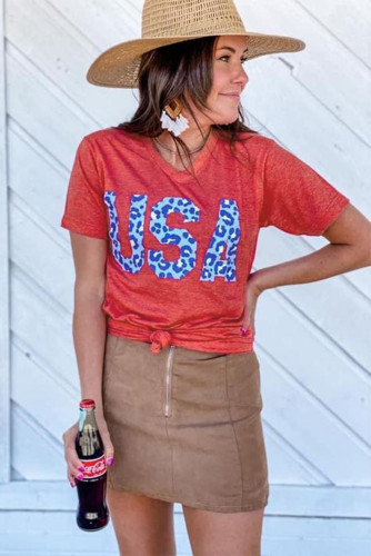 Vintage Washed Cheetah USA Graphic Tee