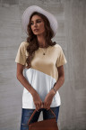 Apricot Crew Neck Colorblock Tee