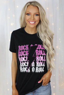 Black Rock N Roll Lightning Bolt Graphic Tee