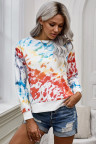 High Low Hem Tie-dye Print Top with Slits