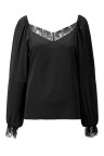 Black Satin Lace Blouse
