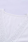White V Neck Lace Patchwork Tee with Knot