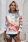 High Low Hem Tie-dye Print Top with Slits
