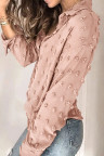 Long Sleeve Button Fuzzy Polka Dot Shirt