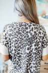 Gray Fierce Leopard Print Color Blocking Tee