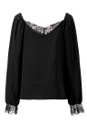 Black Satin Lace Blouse