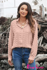 Long Sleeve Button Fuzzy Polka Dot Shirt