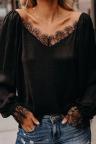 Black Satin Lace Blouse