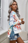 High Low Hem Tie-dye Print Top with Slits