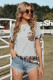 Gray Sequins Accent Floral Splicing Tee