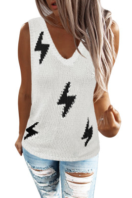 White Lightning Print Knit Vest