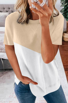 Apricot Crew Neck Colorblock Tee