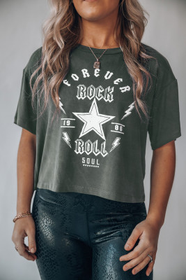 Forever Rock And Roll Graphic Crop Top
