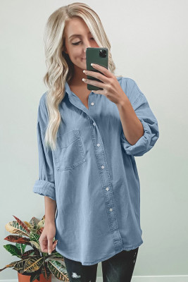 Light Blue Washed Oversized Denim Shirt