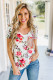White Sequin Pocket V Neck Floral T-shirt