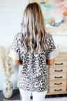 Gray Fierce Leopard Print Color Blocking Tee