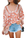 Orange Boho Print Free Flowing Tunic