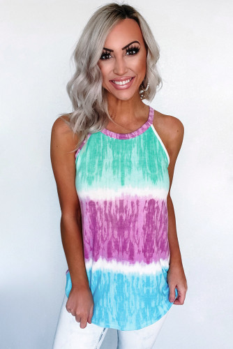 Colorblock Tie Dye Print Tank Top