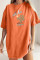 Orange Aloha By The Beach Oversize Boyfriend Tee