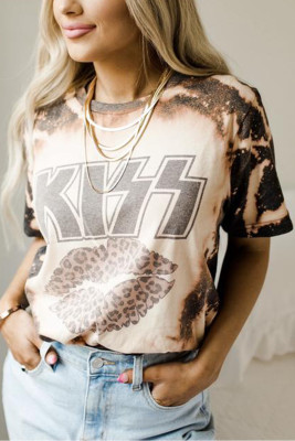 Bleached Kiss Leopard Lips Vintage Tee