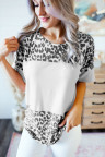 Gray Fierce Leopard Print Color Blocking Tee
