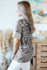Gray Fierce Leopard Print Color Blocking Tee